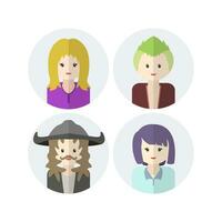 Collection of Cute Avatar Designs with Flat Design Style vector