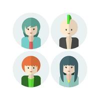 Collection of Cute Avatar Designs with Flat Design Style vector