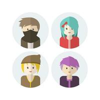 Collection of Cute Avatar Designs with Flat Design Style vector