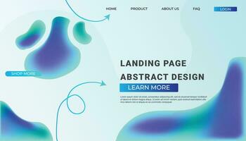 Landing page template with liquid fluid shapes and geometric patterns for business website design. Eps10 vector illustration