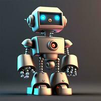 cute Ai 3D robot with a plain black background Ai Generate photo