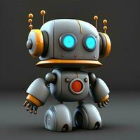 cute Ai 3D robot with a plain black background Ai Generate photo