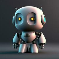 cute Ai 3D robot with a plain black background Ai Generate photo