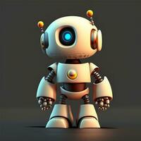 cute Ai 3D robot with a plain black background Ai Generate photo