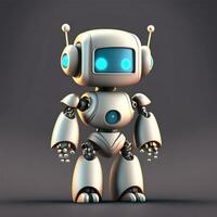 cute Ai 3D robot with a plain black background Ai Generate photo