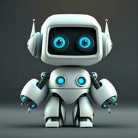 cute Ai 3D robot with a plain black background Ai Generate photo