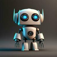 cute Ai 3D robot with a plain black background Ai Generate photo