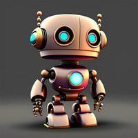 cute Ai 3D robot with a plain black background Ai Generate photo