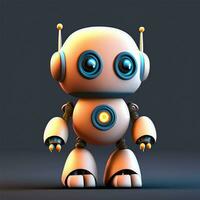 cute Ai 3D robot with a plain black background Ai Generate photo