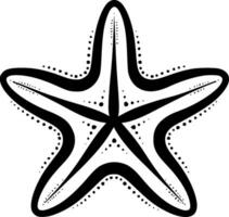 estrella de mar, negro y blanco vector ilustración