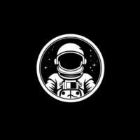 astronauta - negro y blanco aislado icono - vector ilustración