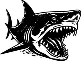 Shark, Black and White Vector illustration