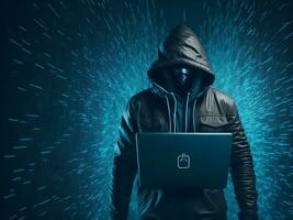 Internet security protection from hacker attacking Cyber attack ai generate photo