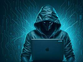Internet security protection from hacker attacking Cyber attack ai generate photo