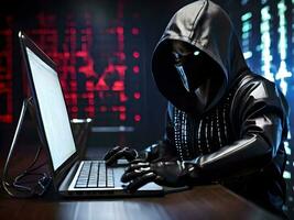 Internet security protection from hacker attacking Cyber attack ai generate photo