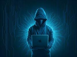 Internet security protection from hacker attacking Cyber attack ai generate photo