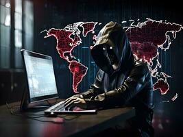 Internet seguridad proteccion desde hacker agresor ciber ataque ai generar foto