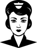 Nurse, Black and White Vector illustration