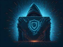 Internet security protection from hacker attacking Cyber attack ai generate photo