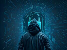 Internet security protection from hacker attacking Cyber attack ai generate photo