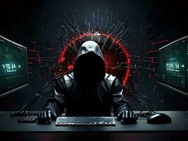 Internet seguridad proteccion desde hacker agresor ciber ataque ai generar foto