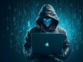 Internet security protection from hacker attacking Cyber attack ai generate photo