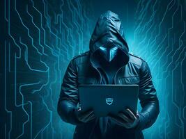 Internet security protection from hacker attacking Cyber attack ai generate photo