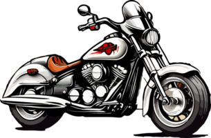 Cruiser Motorcycle Cartoon Clipart AI Generative png