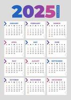 2025 Basic Calendar in White Background vector