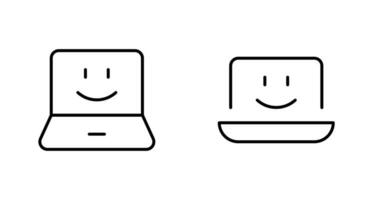 Smiling Laptop icons set. Laptop different style. collection Laptops or notebook computer. icon Flat and line icon - stock vector. Can use for UI and mobile app, web site interface. vector