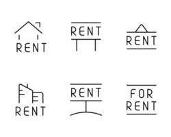 Rent label icon in different style vector illustration. Black Rent label icons designed in filled, outline, line and stroke style can be used for web, mobile, ui