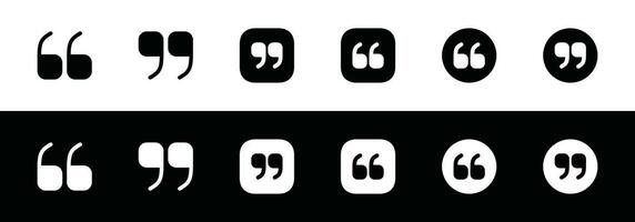 Set of quote mark. Quotes icon vector set. Quotemarks outline, speech marks, inverted commas or talking marks collection. Talk bubble speech icon. Black quotes icon. Vector illustration.