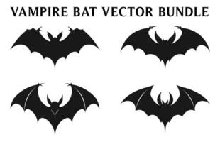 Free Scary Bat Vampire silhouettes, Halloween bat flying silhouettes vector