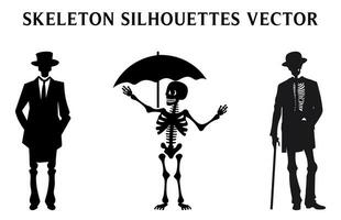 Free Skeletons Vector for Halloween, Skeleton Silhouettes isolated on a White