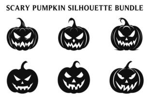 negro de miedo calabazas vector clipart manojo, Víspera de Todos los Santos calabaza silueta conjunto