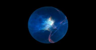 Energy abstract blue sphere of glowing liquid plasma, electric magic round energy ball background photo
