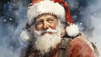 Illustration of a cheerful kind grandfather Santa Claus smiling joyful for the holiday Christmas and New Year photo