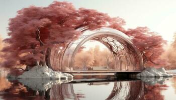 3D Trees and Clouds in Minimalist Style AI generated photo