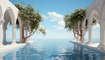 3D Trees and Clouds in Minimalist Style AI generated photo