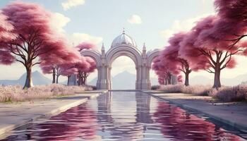 3D Trees and Clouds in Minimalist Style AI generated photo
