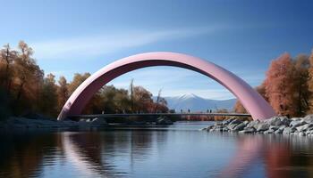 Luminous Minimalism 3D Arch, Trees, and Clouds AI generated photo