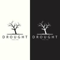 Drought Logo, Dry Tree Logo Design with Simple, Minimalist and Modern Vector Line Style