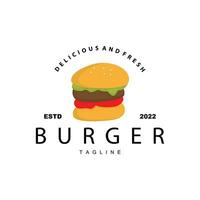 hamburguesa logo, vector pan, carne y vegetal rápido comida ilustración diseño