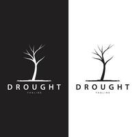 Drought Logo, Dry Tree Logo Design with Simple, Minimalist and Modern Vector Line Style