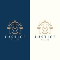 Legal Justice Scales Logo Design With Simple Line Model For Company Brands vector