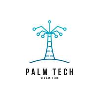 palma tecnología logo diseño concepto vector
