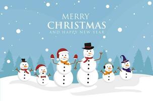 Vector flat snowman family for Christmas event