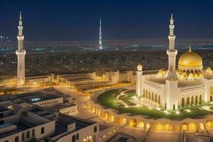 Sharjah Grand Mosque in Dubai. background. AI Generative Pro Photo