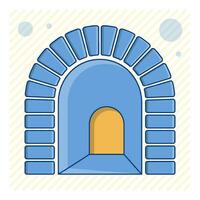 arched tunnel entrance color icon. Path into unknown, overcoming fears and obstacles. Cartoon vector