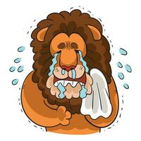 león llorando su ojos fuera personaje dibujos animados triste, frustrado león cachorro llanto, lágrimas pegatina emoticon para sitio, infografía, video, animación, sitio web, correo electrónico, Boletin informativo, informe, cómic vector